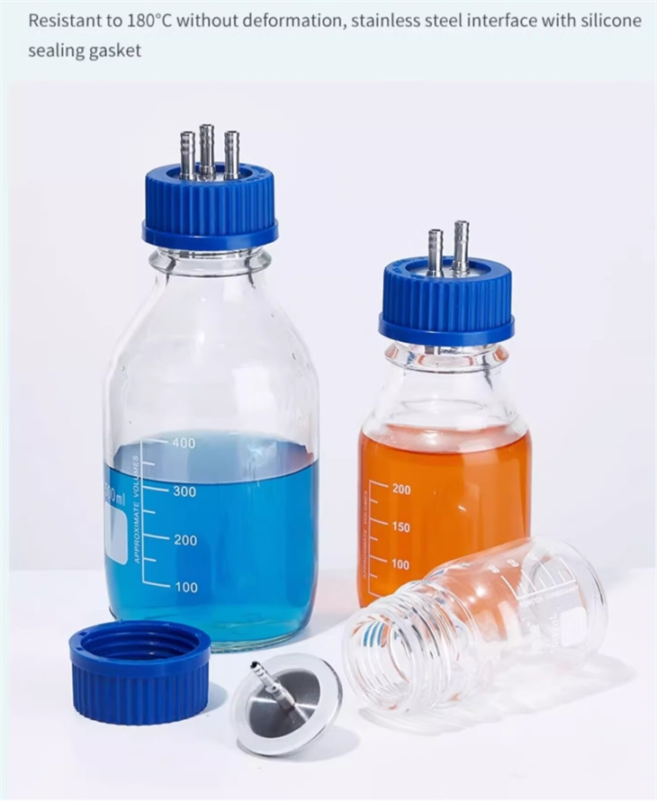 Laboratory Glassware Stainless Steel Blue Screw Cap Glass Reagent Bottle